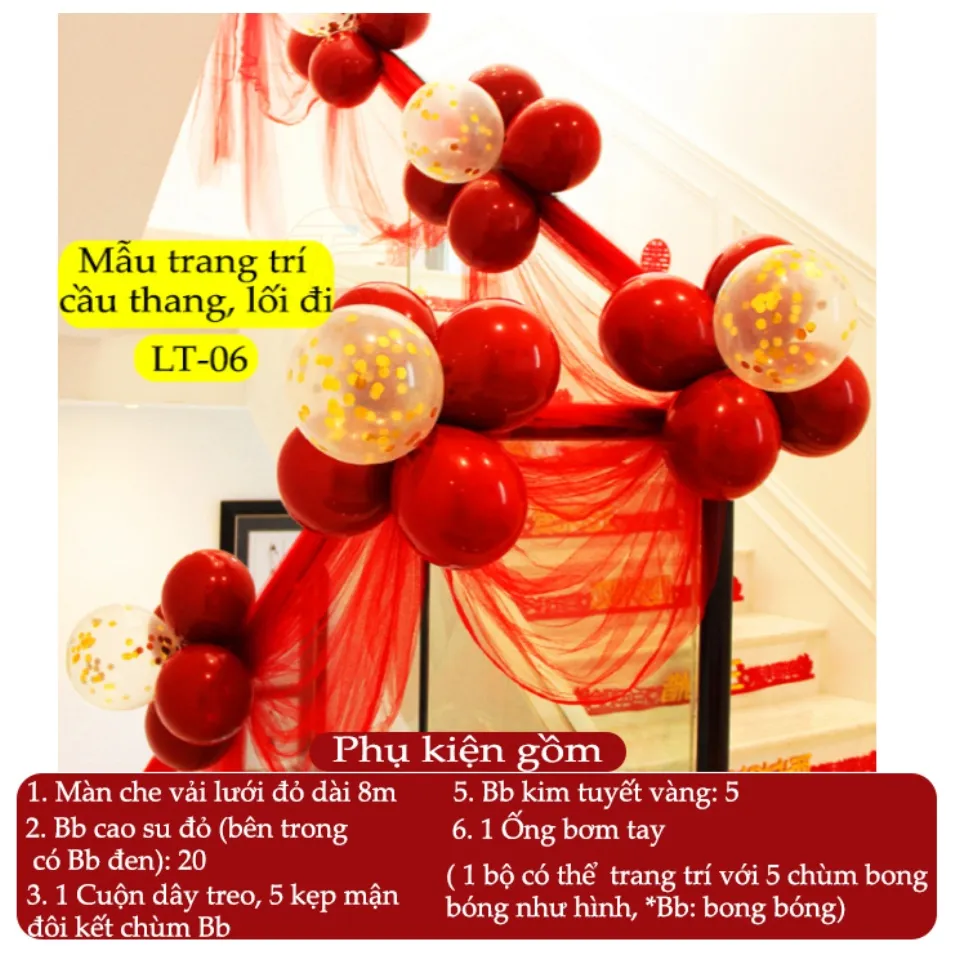 Bộ bong bóng trang trí cầu thang đám cưới happy wedding - Phụ kiện ...