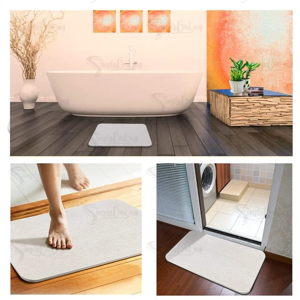 Japanese frost mountain wave-shaped anti-mildew absorbent quick-drying  diatomite bathroom floor mat-28x50cm - Shop shimoyama-jp Rugs & Floor Mats  - Pinkoi