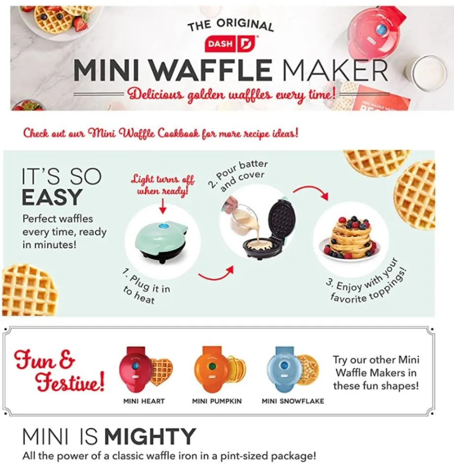 Dash Mini Waffle Maker for Individual Waffles Hash Browns Keto Chaffles with Easy to Clean Non-Stick Surfaces 4 inch Orange Pumpkin Dmwp001or