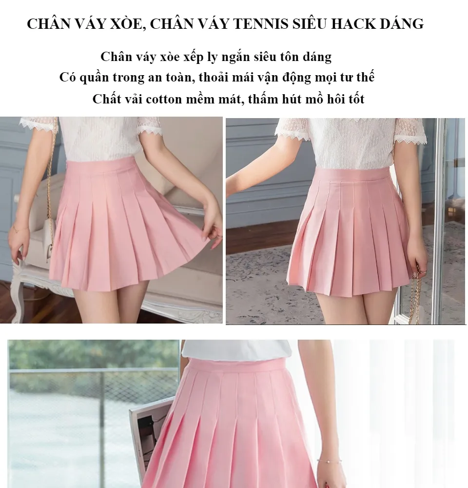 Chân váy tennis Hồng Siêu Hot  Lazadavn