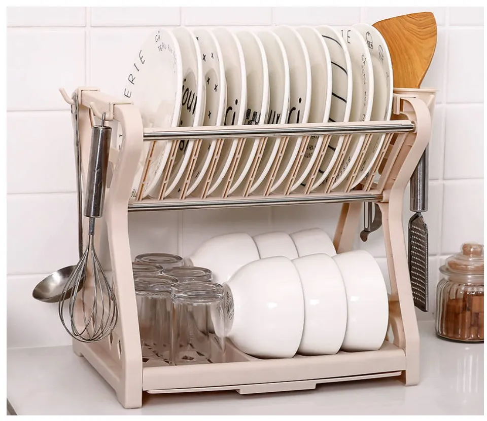 1pc Dish Drying Rack, Large-Capacity Dish Rack For Kitchen Counter,  Rust-Proof Dish Drainer, 2-Tier Kitchen Dish Drying Rack For Dishes,  Knives