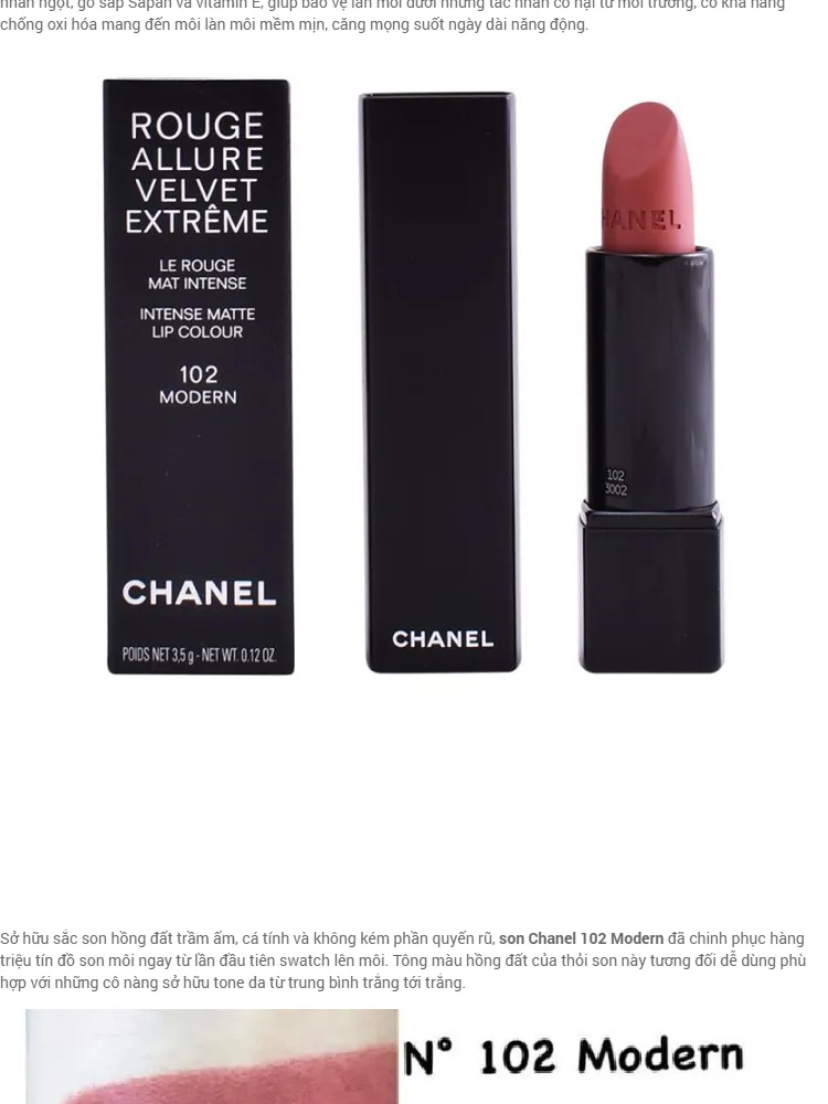 Son Chanel Rouge Allure Màu 102 Palpitante Giá Rẻ  Thế Giới Son Môi