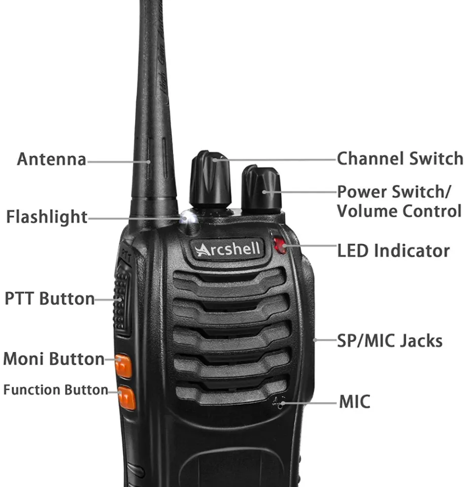Arcshell Rechargeable Long Range Two-Way Radios with Earpiece Pack UHF  400-470Mhz Walkie Talkies Li-ion Battery and Charger Included Lazada PH
