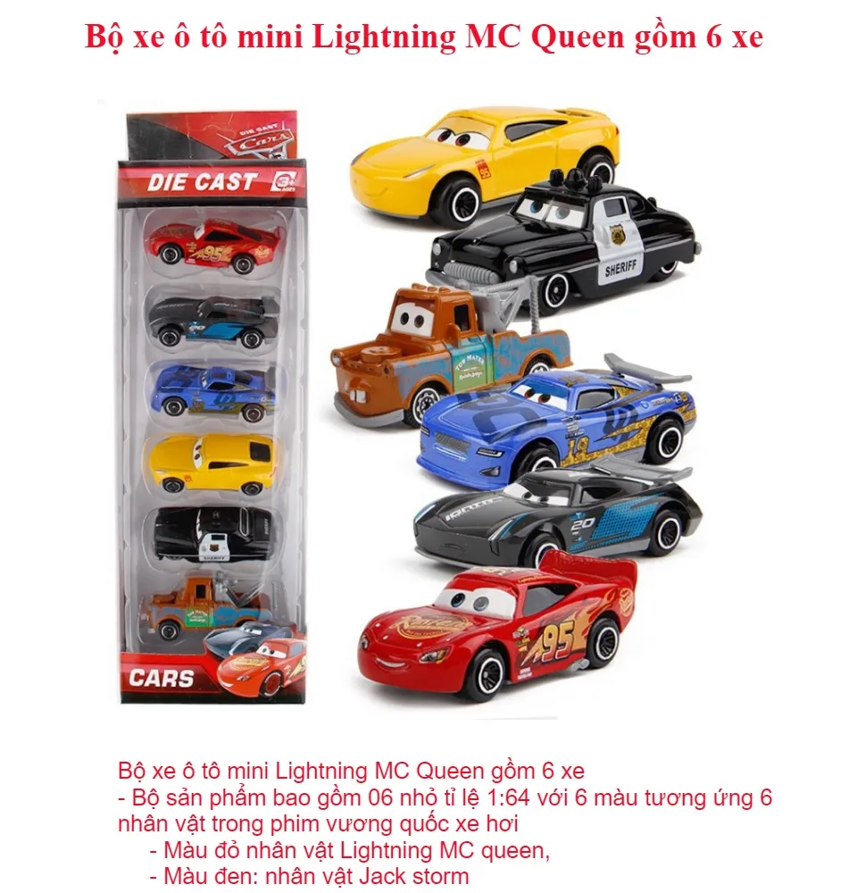 Bộ 6 xe mô hình ô tô lightning mc queen car 3 mini chạy cót đồ ...