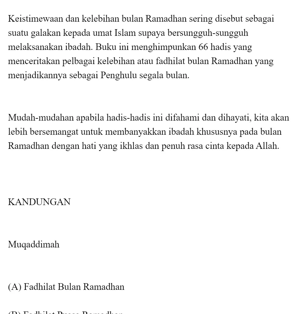 Hadis kelebihan ramadhan