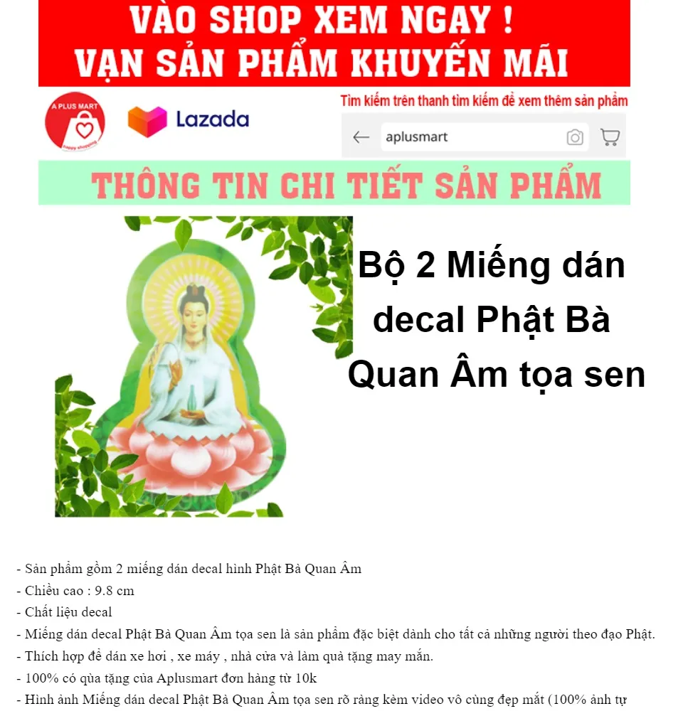 Miếng dán decal Phật Bà Quan Âm là món đồ trang trí đầy ý nghĩa, mang lại sự yên bình và niềm tin cho những ai sử dụng nó. Xem hình ảnh này sẽ giúp bạn hiểu rõ hơn về vẻ đẹp và ý nghĩa của Quan Âm.