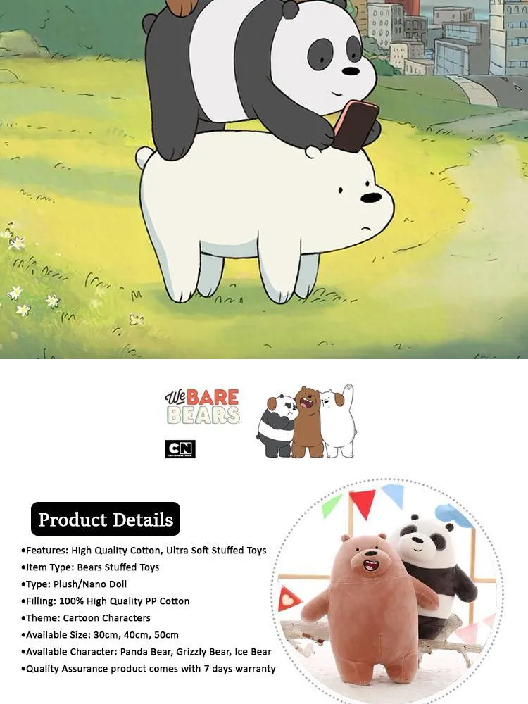 Ready Stock]We Bare Bears Collection Stuffed Toys 30Cm 40Cm 50Cm (Grizzly  Bear, Panda Bear, And Ice Bear) | Lazada Ph