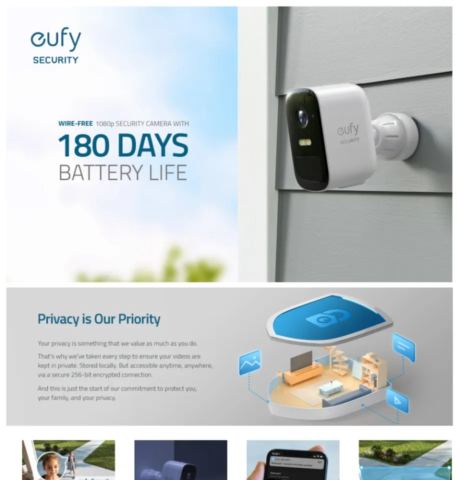  eufy Security, eufyCam 2C 2-Cam Kit, Security Camera Outdoor,  Wireless Home Security with 180-Day Battery Life, HomeKit Compatibility,  1080p HD, IP67, Night Vision, Motion Only Alert, No Monthly Fee 