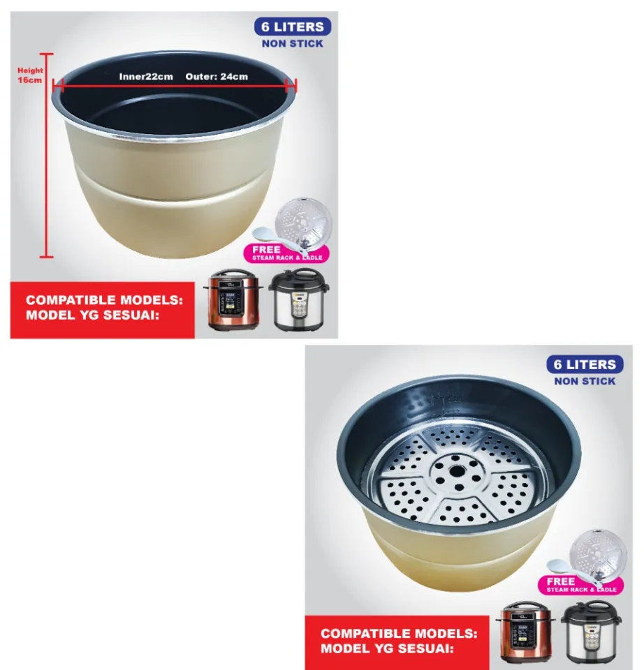 Primada, Russel Taylors Pressure Cooker Nonstick Inner Pot Spare Parts, Replacement  Parts, Ready Stock, Non Stick Pot