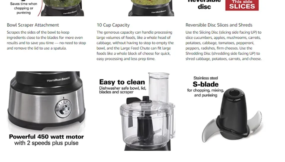 10-Cup Food Processor with Bowl Scraper, Black & Stainless - 70730