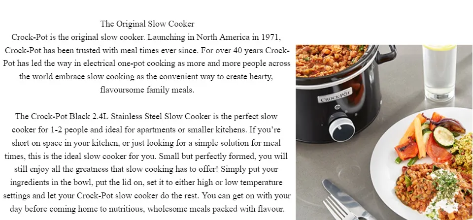 Crock-Pot CSC046 Slow Cooker Removable Easy-Clean Ceramic