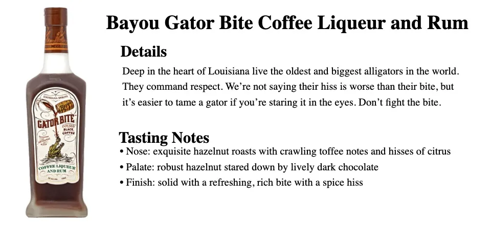 Gator Bite Coffee Liqueur & Rum