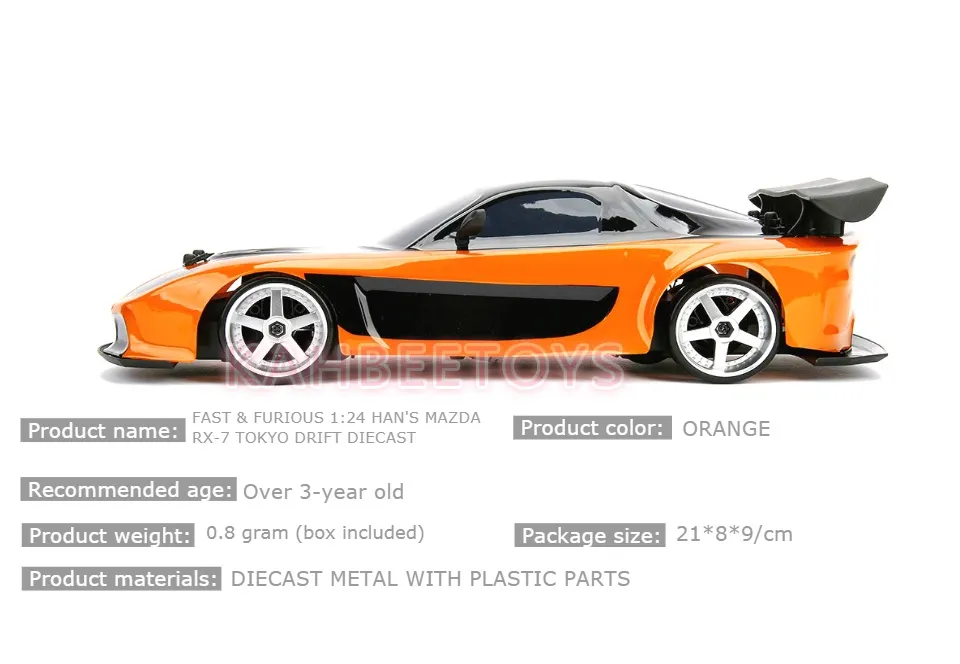 Jada Fast & Furious: Tokyo Drift Han's Mazda RX-7 1/24 Scale