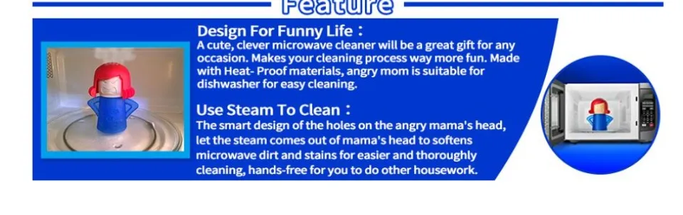 Abnaok Microwave Cleaner, 2 PCS Angry Mama Microwave Cleaner Microwave Oven  Steam Cleaner Easily Clean in Minutes Cleans Add Vinegar and Water for