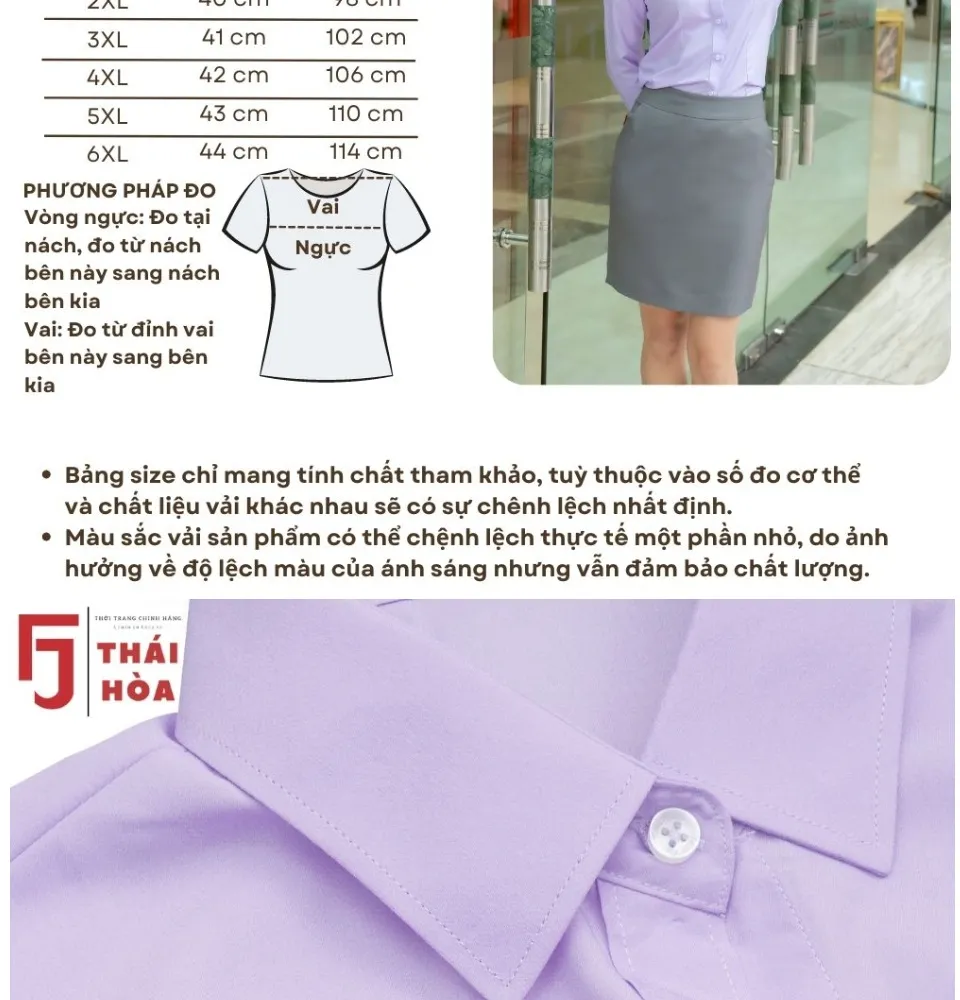 Áo sơ mi nữ Thái Hoà công sở cao cấp đẹp tay dài màu tím vải ...