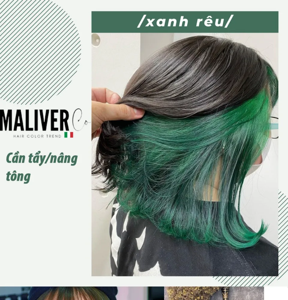 Thuốc Nhuộm Tóc Màu Xanh Rêu Cần Tẩy/Nâng Tông - Maliver Hair | Lazada.Vn