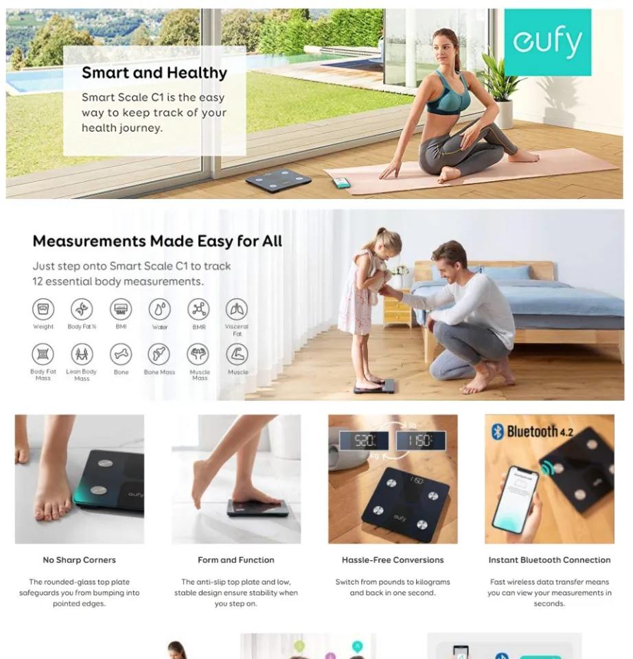 Anker T9146 Eufy Smart Scale C1 with Bluetooth, Body Fat Scale