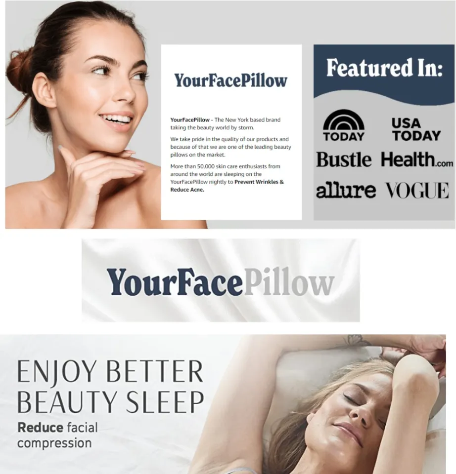 Yourfacepillow - Anti Wrinkle Anti Aging Wrinkle Prevention Acne Treatment Natural Beauty Back & Side Sleeping Pillow