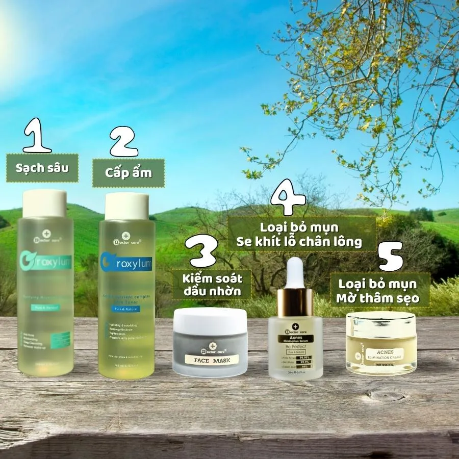 Trọn Bộ Giảm Mụn Mờ Thâm Doctor Care Dành Cho Da Dầu( serum giảm mụn +kem giảm mụn + mặt nạ + Toner + Tẩy trang ) (tặng 1 sp ngẩu nhiên khi mua sp bất kỳ) 194