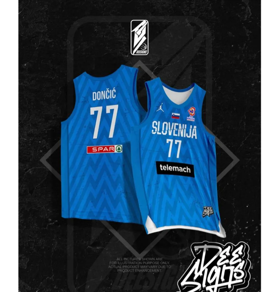 New Doncic 77 Slovenija Basketball Jerseys With Patch W/B Custom