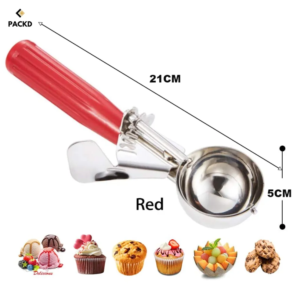 Stainless Steel Ice Cream Scooper withTrigger Release Large/Medium/Small  Stainless Steel Muffin Scoops for Baking Fruit Meatball - AliExpress