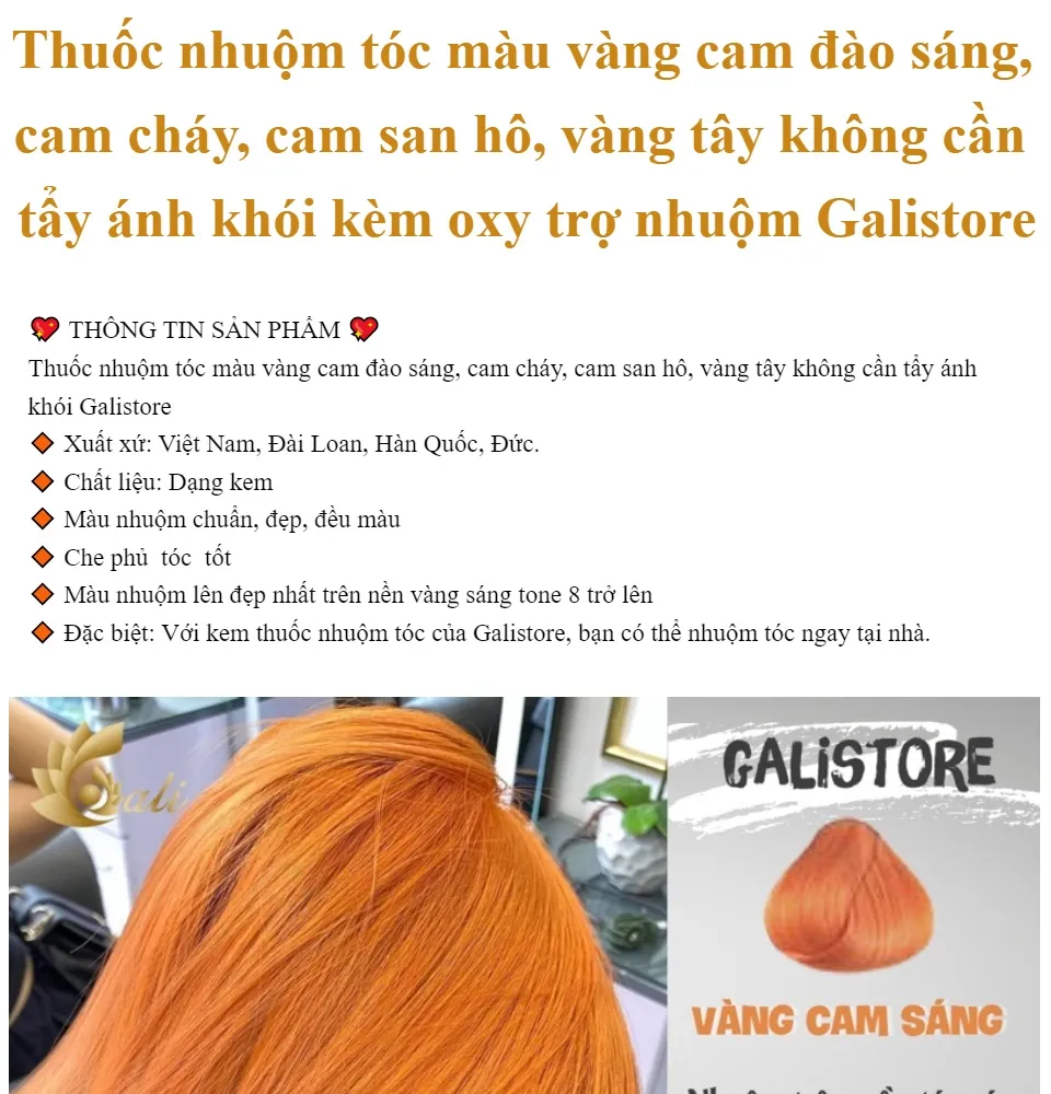 Sáng tạo và tươi trẻ với thuốc nhuộm tóc màu đỏ cam đào. Hãy tạo cho mình một màu tóc độc đáo và thời thượng với sản phẩm chất lượng cao này!