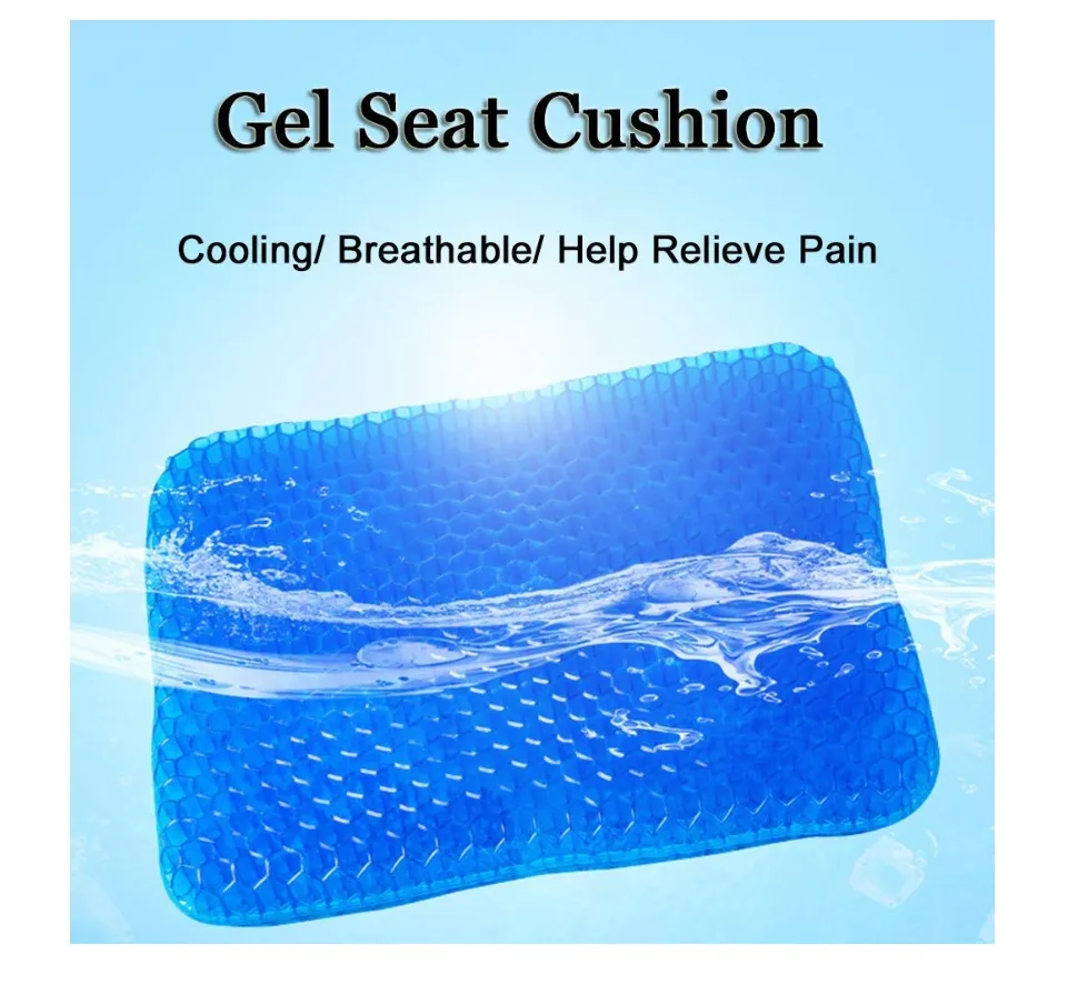 Gel Seat Cushion,1.65inch Double Thick Egg Seat Cushion,Non-Slip Cover,Help  in Relieving Back Pain & Sciatica Pain,Seat Cushion for The  Car,Office,Wheelchair&Chair.Breathable Design,Durable,Portable 
