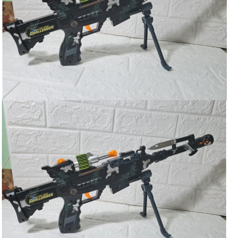 Combat 3 Army Commando Machine Gun Pistol With Lights and Sounds Kids Toy 