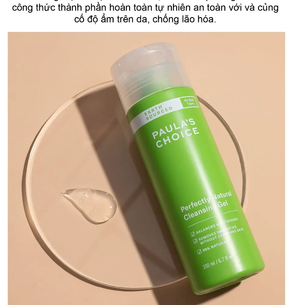 Sữa Rửa Mặt Paula'S Choice Earth Sourced Perfectly Natural Cleansing Gel (  198Ml ) | Lazada.Vn
