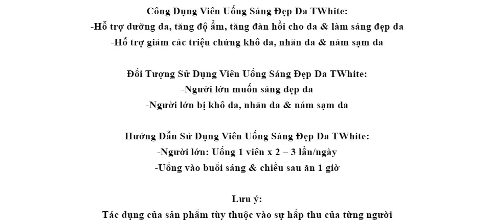 Viên Uống Sáng Đẹp Da Twhite Chống Lão Hoá Giảm Nám Hỗ Trợ Dưỡng ...