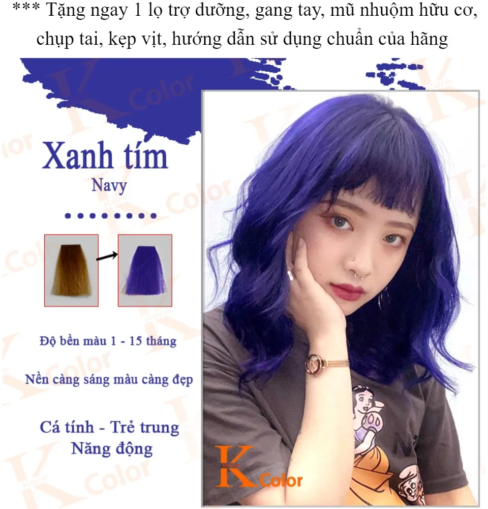 Tặng Bodymist Combo nhuộm tóc màu xanh dương ánh tím tặng trợ nhuộm găng  tay  Shopee Việt Nam