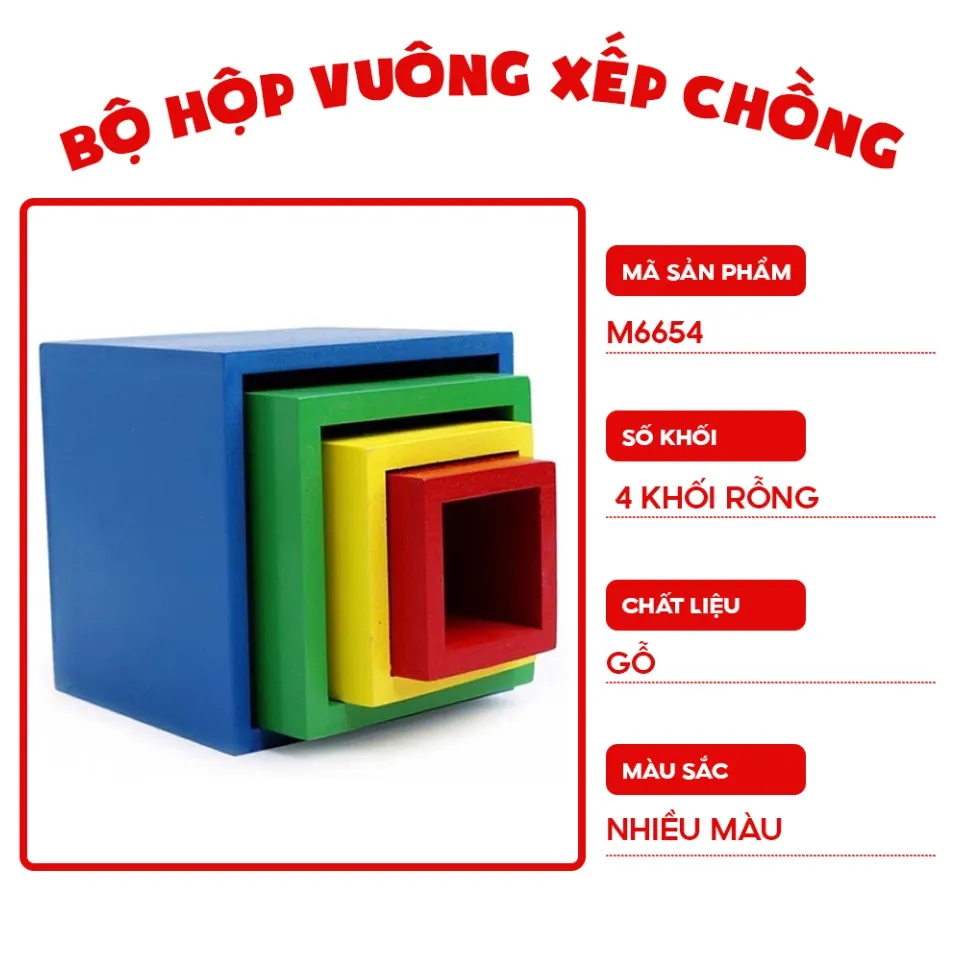 Bộ hộp vuông xếp chồng đồ chơi gỗ hình hộp MODY M6654 | Lazada.vn