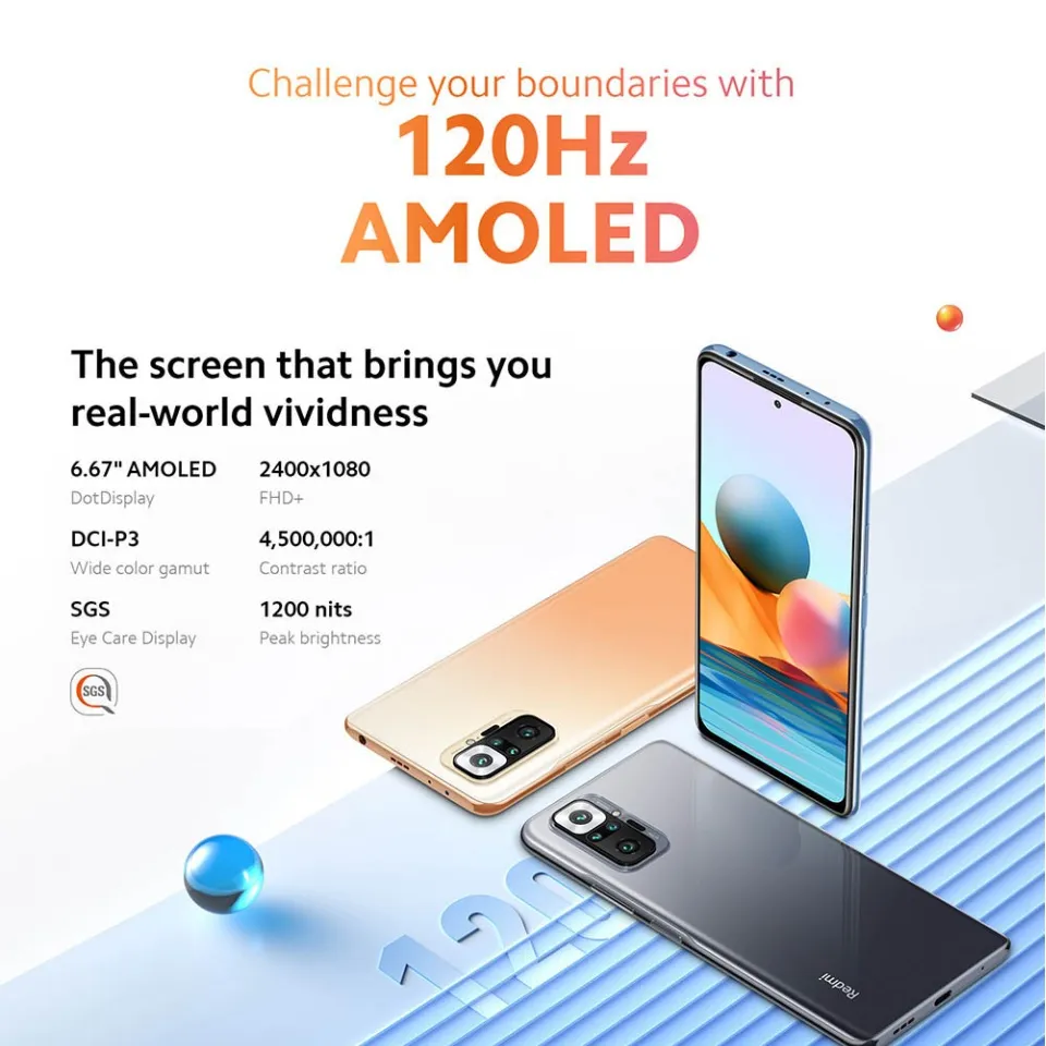 Xiaomi Redmi Note 10 Pro Smartphone, 8GB+256GB, 108MP Quad Rear Camera, Qualcomm® Snapdragon™ 732G, 120Hz 6.67” AMOLED DotDisplay, 5020mAh  Battery, 33W Fast Charging (NEW)