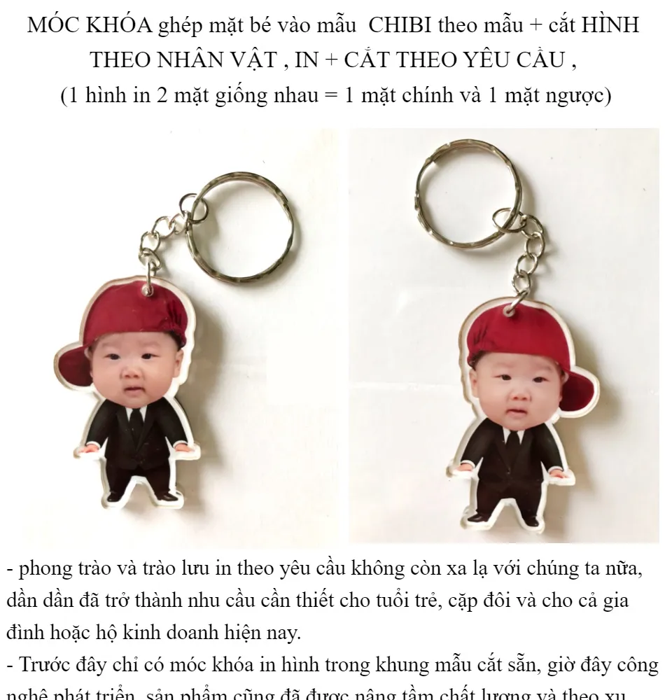 Móc khóa chibi: Nếu bạn đang tìm kiếm một món quà độc đáo và dễ thương, chắc chắn bạn sẽ yêu thích những chiếc móc khóa chibi tuyệt đẹp của chúng tôi. Chúng tôi đảm bảo sẽ làm bạn cảm thấy hài lòng với những sản phẩm dễ thương và chất lượng cao.