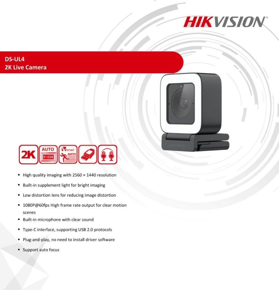 HIKVISION DS-UL4 2K 4MP 3.6mm Live Web Camera + Tripod / WEBCAM (2560× ...