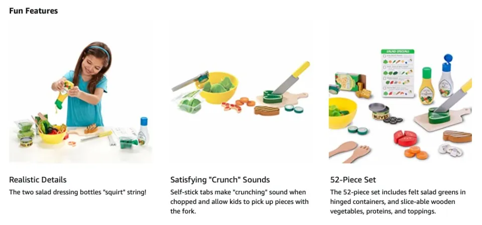MELISSA  DOUG Slice  Toss Salad Set- Age 3+, Wooden, Felt, Play Food, Pretend  Play | Lazada