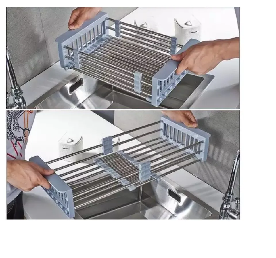 Over the Sink Dish Drying Rack -2 Tier Stainless Steel Large Kitchen Rack  Dish Drainers for Home Kitchen Counter Storage, Shelf with Utensil Holder, Above  Sink Non-Slip Shelves Organizer 