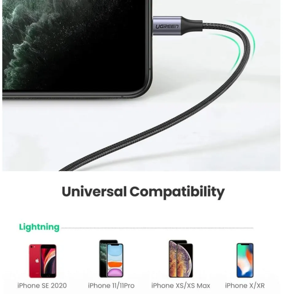UGREEN USB C to Lightning Cable 3FT - MFi Certification Lightning Cable  Compatible with iPhone 14/14 Pro/14 Pro Max, iPhone 13/12/11/X/XR/XS/8  Series