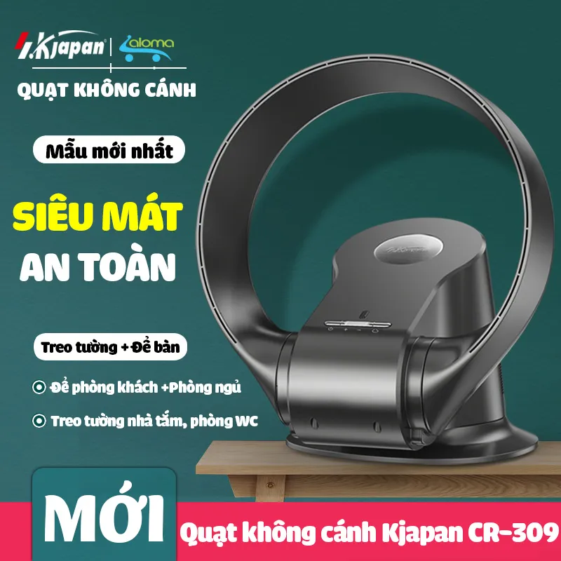Quạt không cánh siêu mát an toàn KJapan CR-309 để bàn hoặc treo tường phòng ngủ phòng vệ sinh - Quạt không cánh Nhật Bản 220V có điều khiển từ xa bảo hành 2 năm