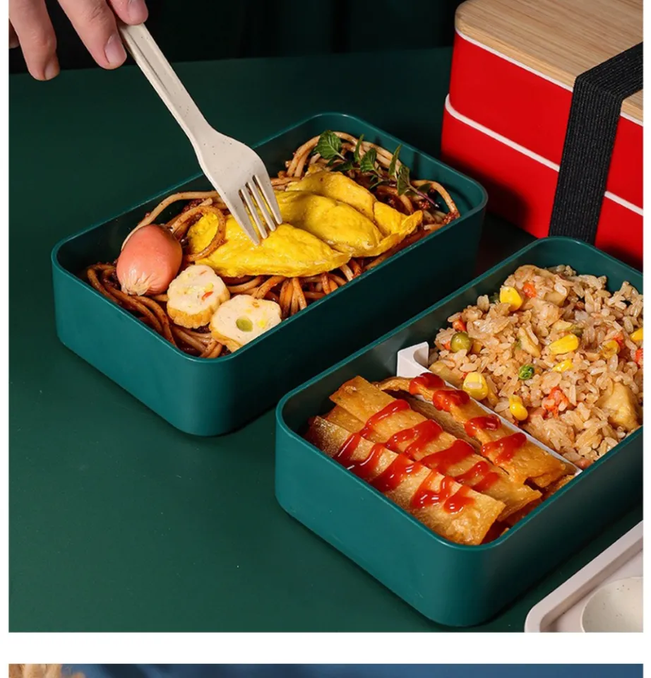 1pc Japanese Wheat Straw, Bamboo And Wood Binding Lunch Box With