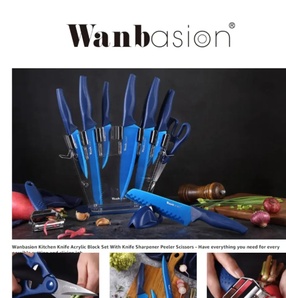 Wanbasion 16 Pieces Black Kitchen Knife Set Dishwasher Safe