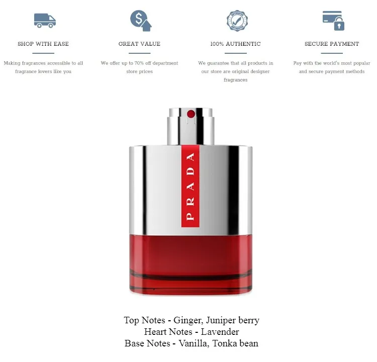 Prada Luna Rossa Sport EDT for Men (100ml) Eau de Toilette Rosa Sports |  