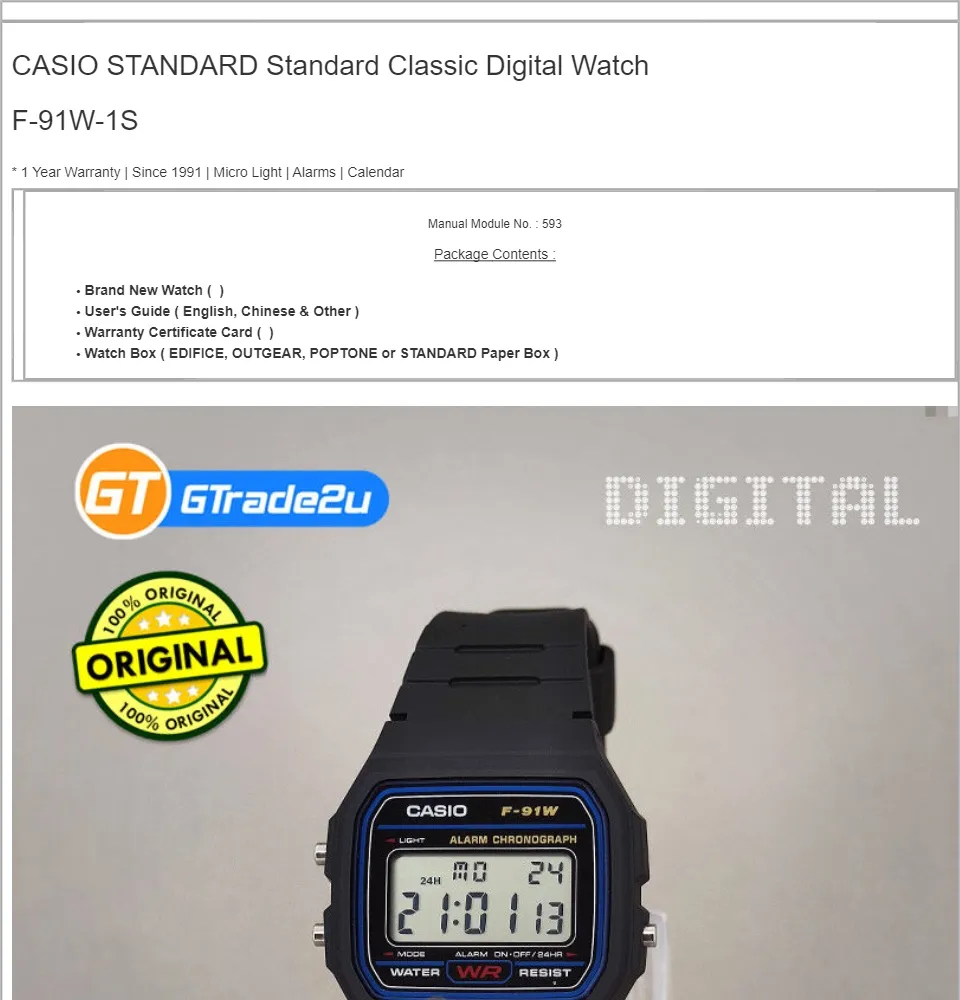 casio f91w guide