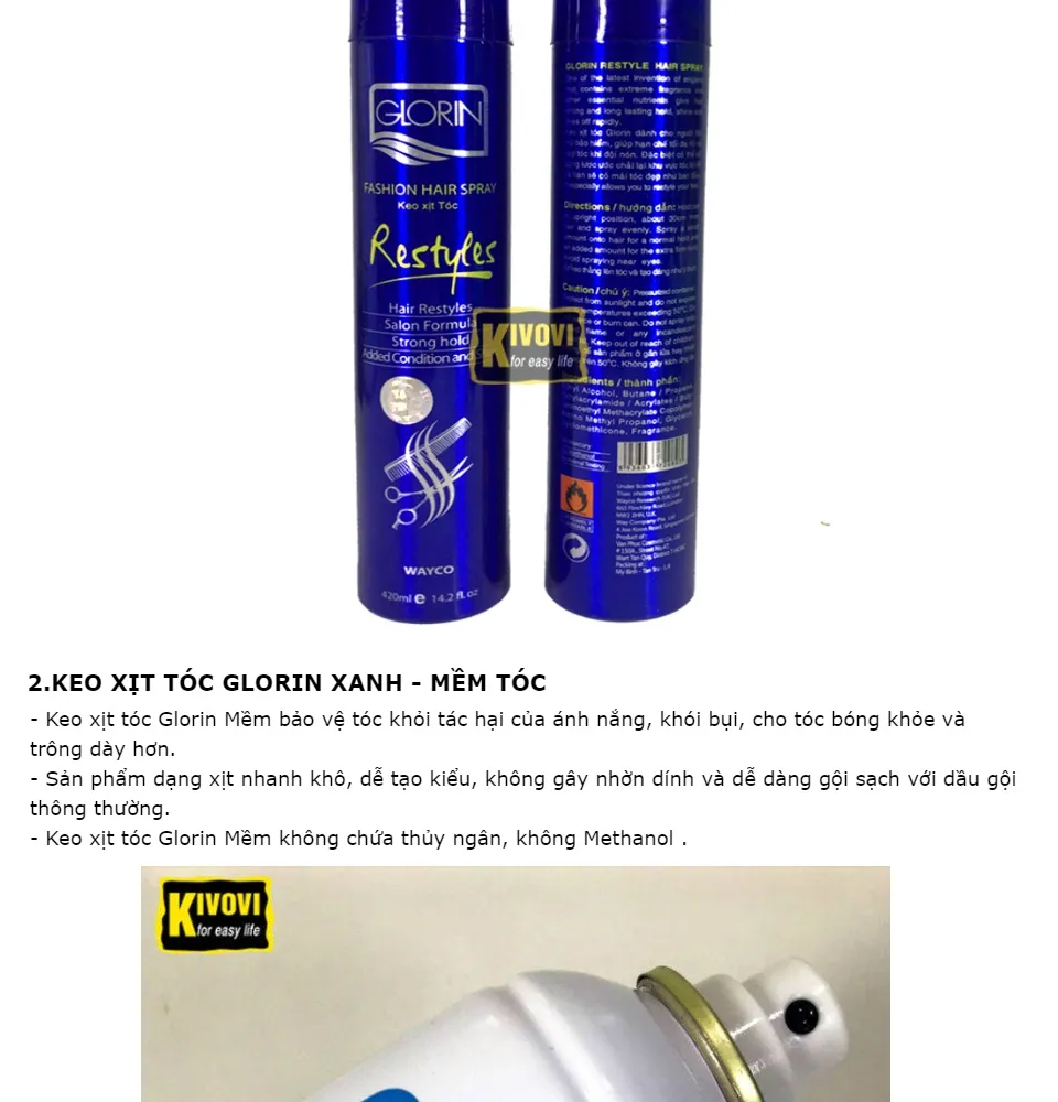 Keo xịt tóc mềm or cứng Glorin 420ml  chuẩn  Shopee Việt Nam