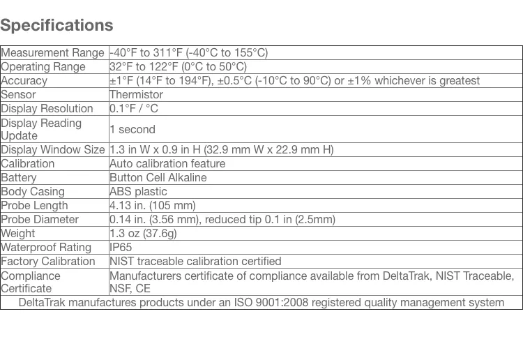 Waterproof Digital Thermistor Thermometer (DeltaTRAK 11050)