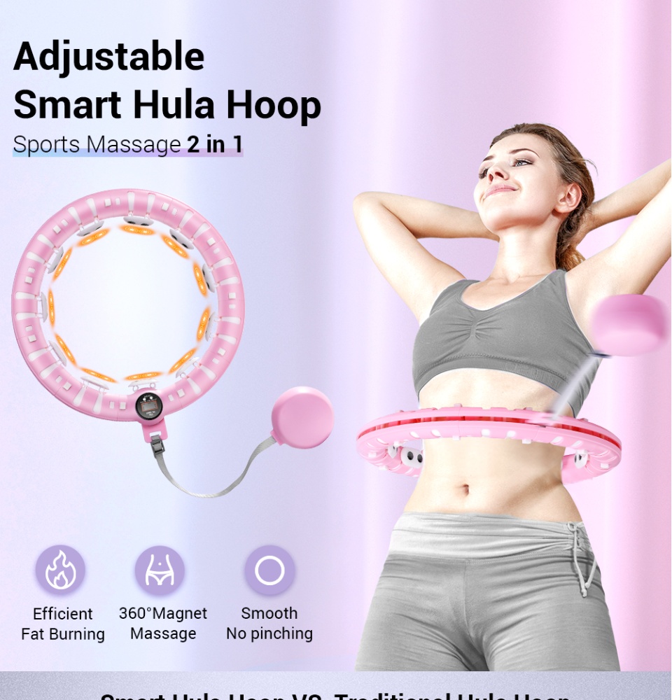 SFSFE Hula Hoop Smart Count Hula Hoop Automatic Rotating Hula Hoop Detachable Size Adjustable Waist Fat Burning/Strengthening Your Waist Aerobic Exercise for Adults and Children Home 
