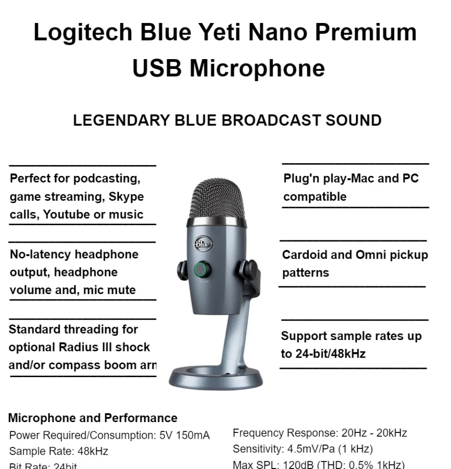 Blue Yeti Nano Premium USB Microphone - Shadow Gray