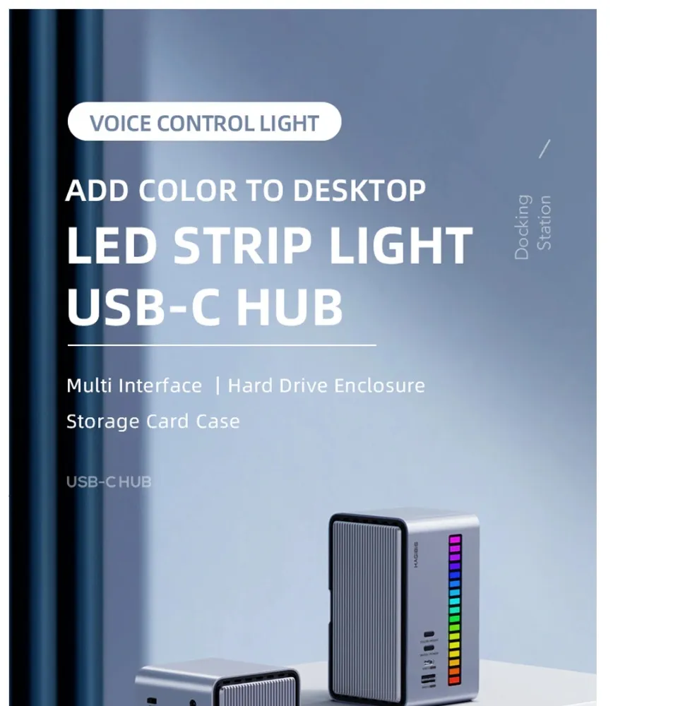 พร้อมส่ง จาก กทม ประกันไทย]Hagibis USB C Docking Station Dual Monitor, LED  Strip