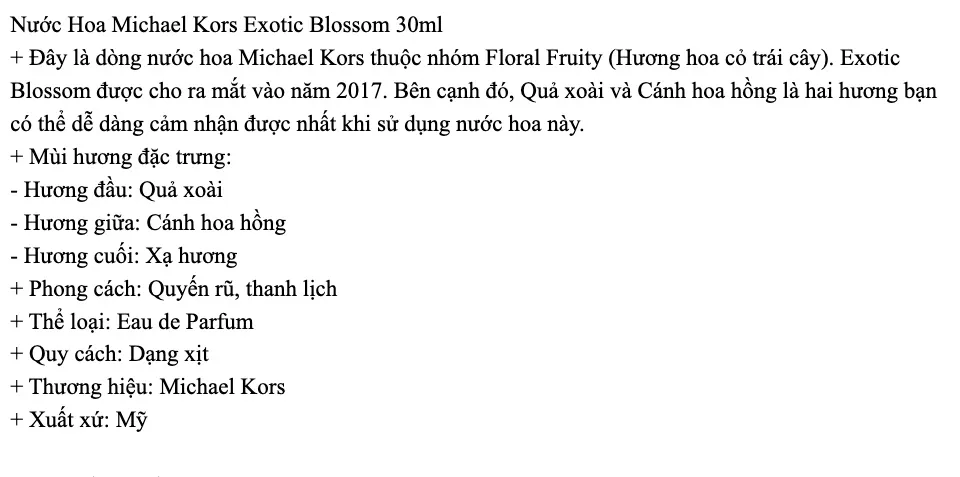 HCM]Nước Hoa Michael Kors Exotic Blossom 30ml 