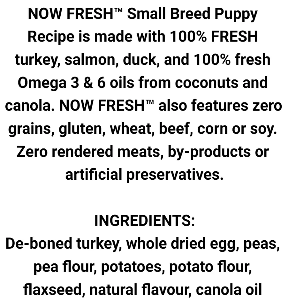 Now natural fresh outlet small breed recipe